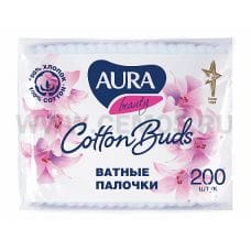 AURA Ватные палочки бл200 п/э (зип пакет)