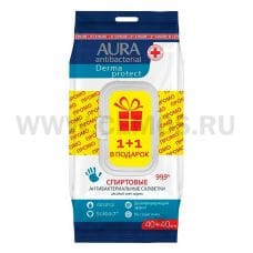 AURA Влаж.салф. Антибак. бл40+40 Derma Protect спир***