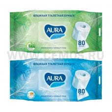 AURA Влажная туал. бумага Ультра Комфорт бл.80 БЕЗ крышки
