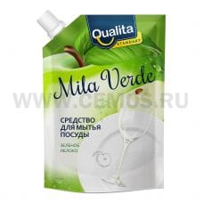 QUALITA Средство д/посуды 450мл дой-пак MILA VERDE зел. ябл.