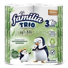 Бумага туалетная  Familia Trio 3-сл. бл 4  Бамбук и Хлопок