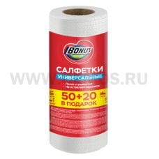 BONUS Салфетки вискозные в рулоне 50+20шт