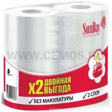 Бумага туалетная SunDay 2-сл бл 4