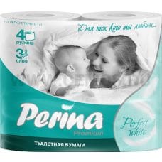 Бумага туалетная  Perina 3-сл Perfect White бл 4