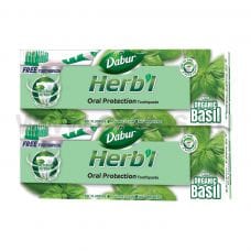 Dabur 150г*2шт Herb’l Basil с зубной щеткой (ОАЭ),З/п