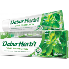 Dabur 150г Herb’l Basil с зубной щеткой (ОАЭ),З/п