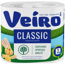 Бумага туалетная Veiro Classic, 2-слойная, 4 рул. Белая
