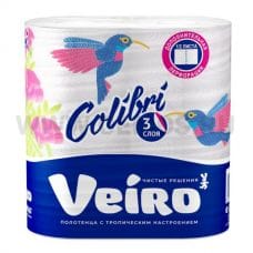 Полотенца бумажные Veiro Colibri, 3-сл., 2 рул. Белые