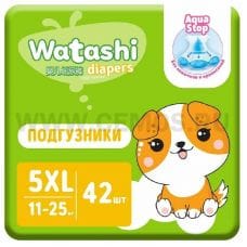 WATASHI Подгузники 5XL 11-25 (42шт)