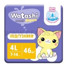WATASHI Подгузники 4L 7-14 (46шт)