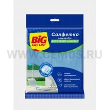 BIG City Салфетка из микрофибры бл1 д/стекл и зеркал