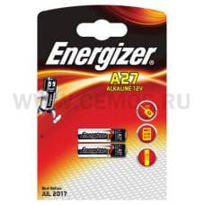 Energizer батарейки ALKALINE  А27 блистер бл2 12V***