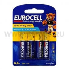EUROCELL батарейки ( пальцы )  АА бл4 цинк-углеродные