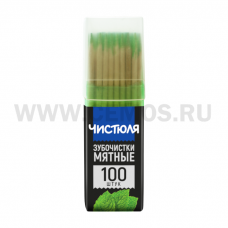 Зубочистки ЧИСТЮЛЯ бл 100 мятные