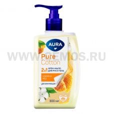 AURA Ж/м 300мл Pure Cotton 2в1 хлопок+мед, флакон