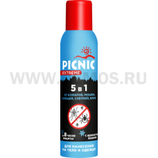 Picnic Extreme 200мл аэрозоль 5 в 1 от комаров, мошки,клещей