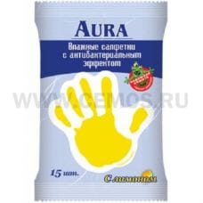 AURA Влаж.салф. Антибак. стикер "рука" бл15 Лимон