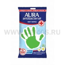 AURA Влаж.салф. Антибак. стикер "рука" бл15 Ромашка