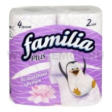 Бумага туалетная  Familia Plus 2-сл. бл 4 аром.Волш.цветок