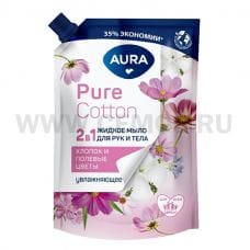 AURA Ж/м 450мл дой-пак Pure Cotton 2в1 хлопок+полевые цветы