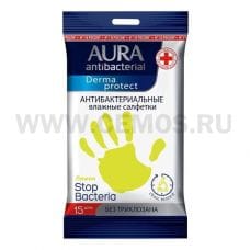 AURA Влаж.салф. Антибактериальные бл15 Derma Protect Лимон